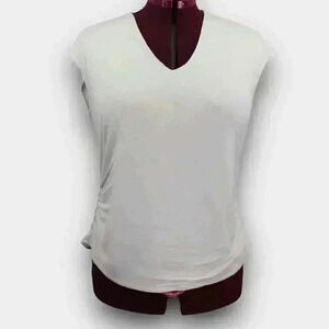 Ricki's Women’s Ruched V-Neck Cap Sleeve Tee XL White Stretch Knit Pullover